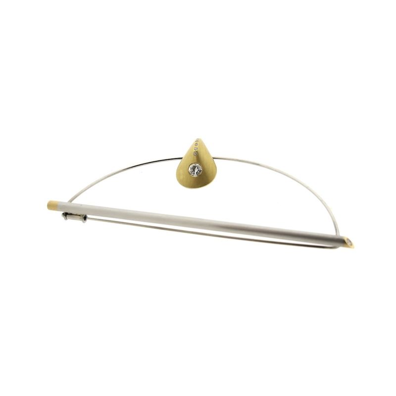 Image 1 of Platinum brooch with gold charm and diamonds; 0.80 ct.