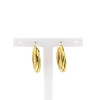 Gold hoop earrings with pattern; Ø 25 mm