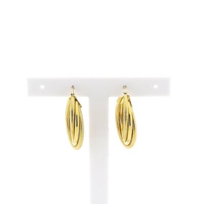 Image 1 of Gold hoop earrings with pattern; Ø 25 mm