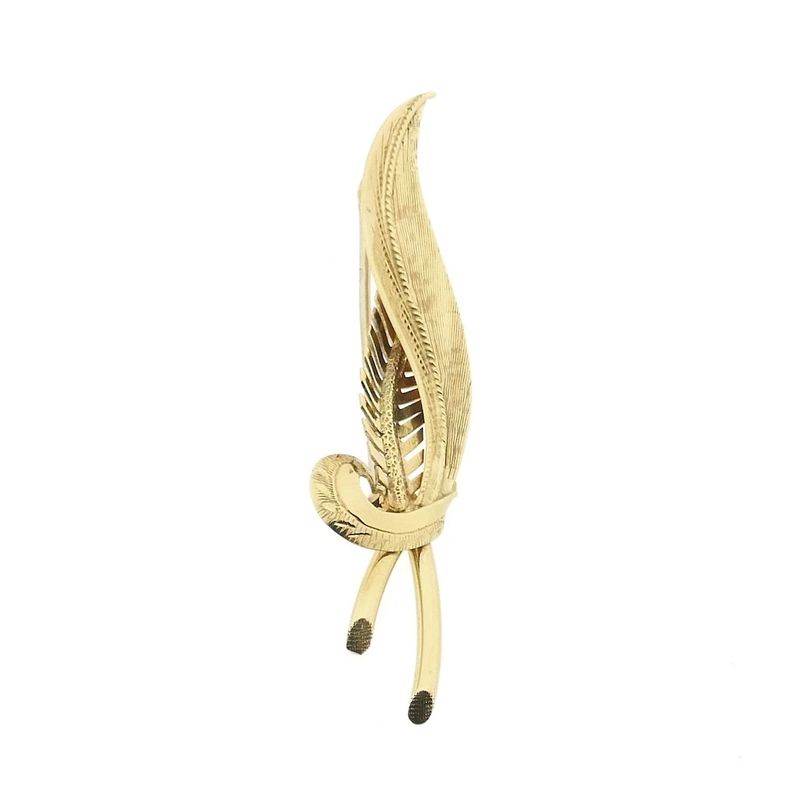 Image 8 of Vintage gold brooch of a feather