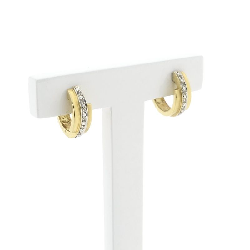 Image 3 of Gold earrings with diamond; 0.06 ct. | Ø 13.9 mm