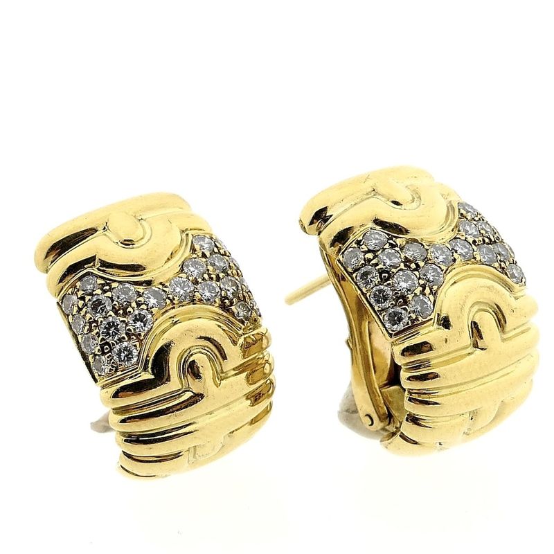 Image 9 of BVLGARI gold earrings with diamonds; 1.32 ct.