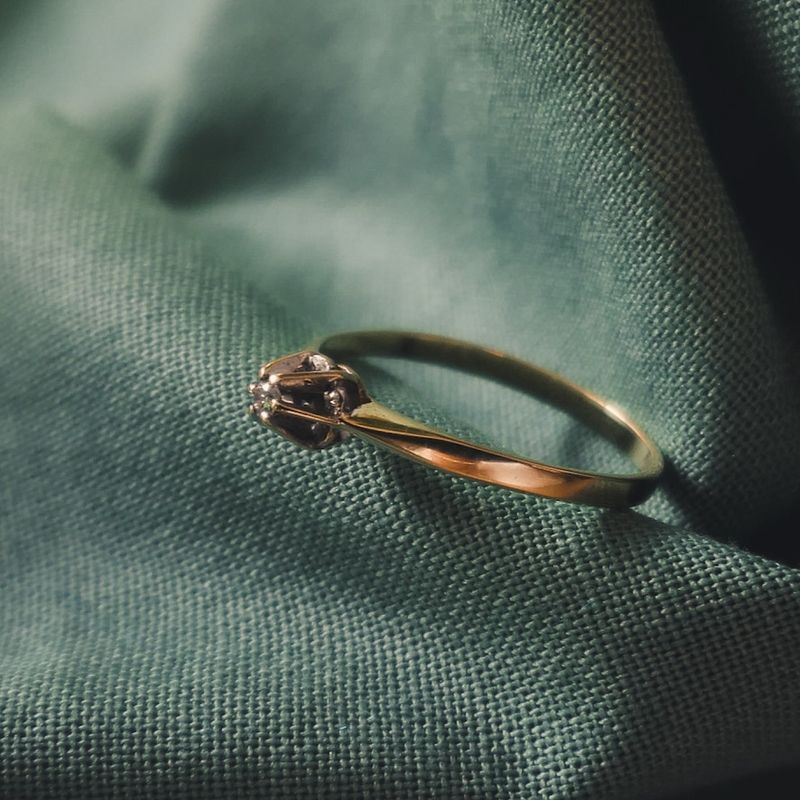 Image 2 of Gold solitaire ring with diamond | 0.02 ct.