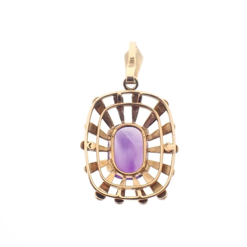 Image 9 of Gold pendant with large amethyst