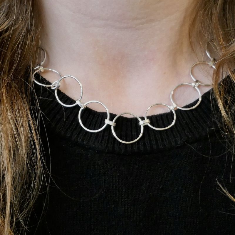 Image 10 of Silver link chain with rings | 42 cm