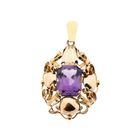 Image 1 of Bicolor Gold Pendant with Synthetic Purple Gemstone