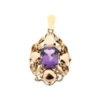 Bicolor Gold Pendant with Synthetic Purple Gemstone
