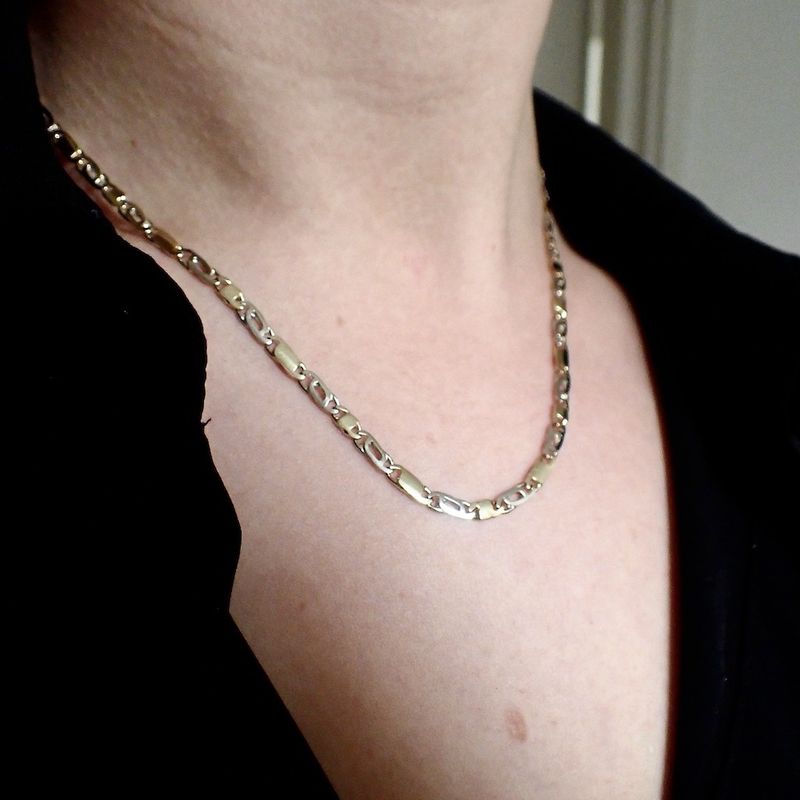 Image 10 of Two-tone gold Figaro link chain
