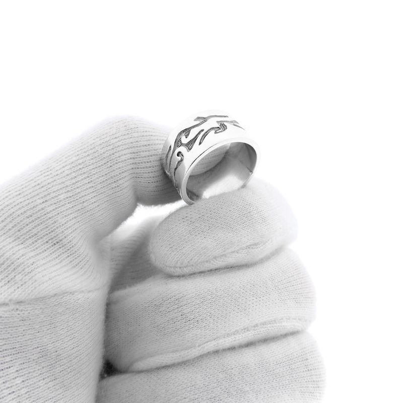 Image 6 of Wide silver ring with tribal