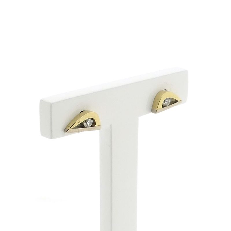 Image 3 of Bicolor gold stud earrings with zirconia