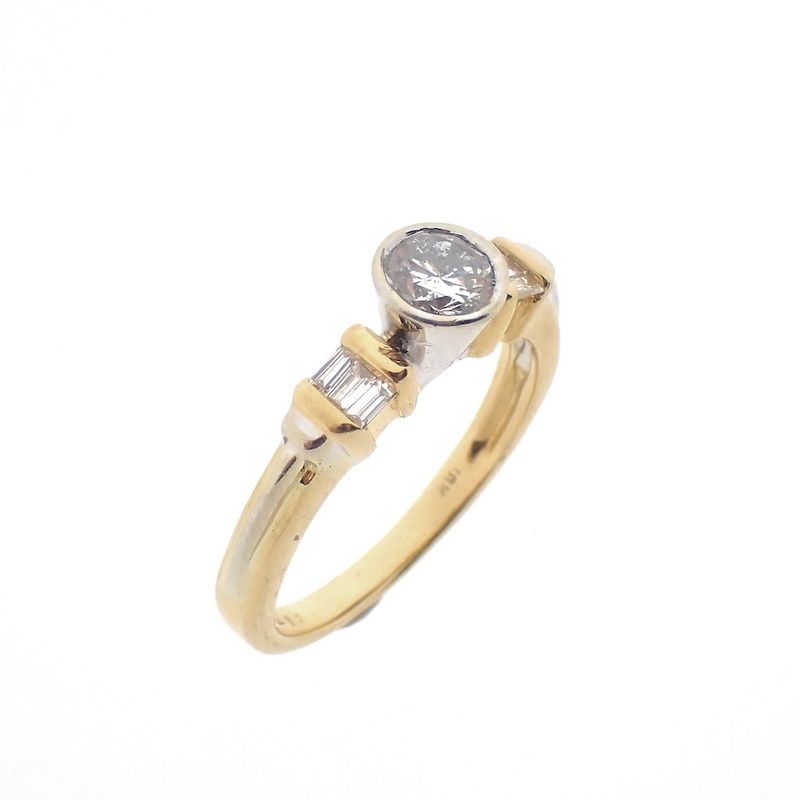 Image 1 of Two-tone gold ring with diamonds; 0.54