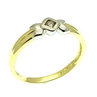 Two-tone gold solitaire ring with 0.04 ct diamond.