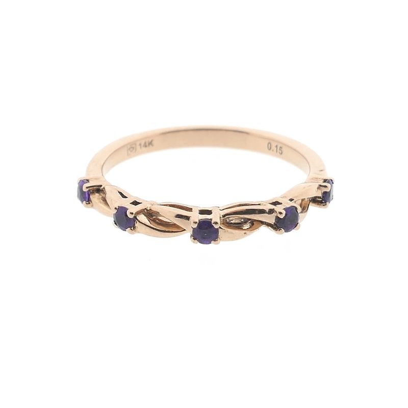 Image 3 of Rose gold braided ring with amethyst