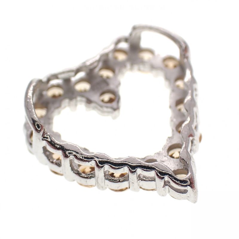 Image 3 of Silver pendant of a heart set with orange zirconia