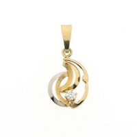 Gold abstract pendant with zirconia