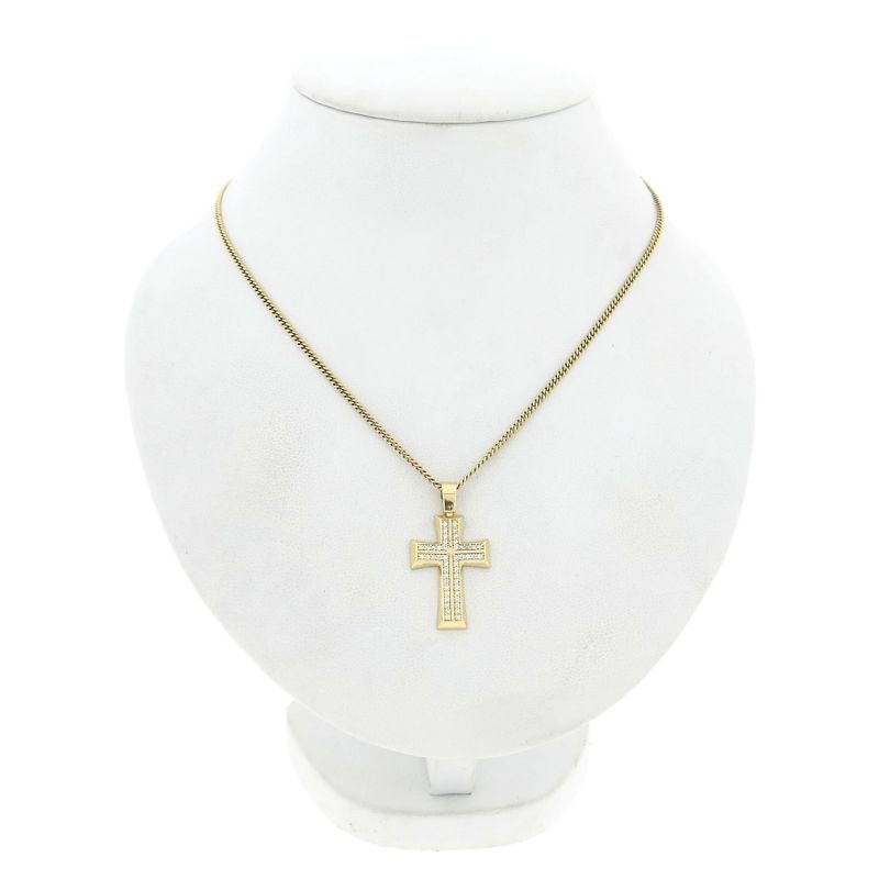 Image 4 of Gold Cross Pendant with Zirconia