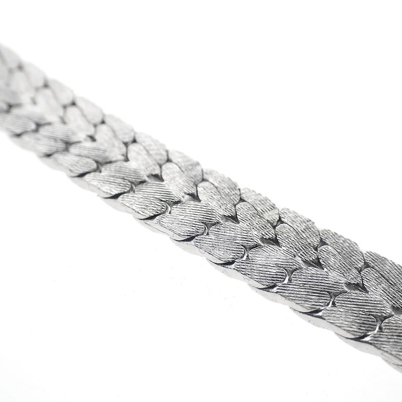 Image 4 of White gold herringbone link bracelet with 0.525 ct diamonds.