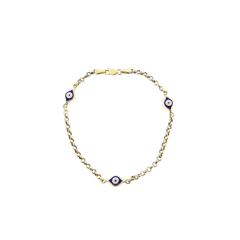 Image 3 of Two-tone gold jasseron link bracelet with Nazar (Lucky Eye); 19 cm | Midas