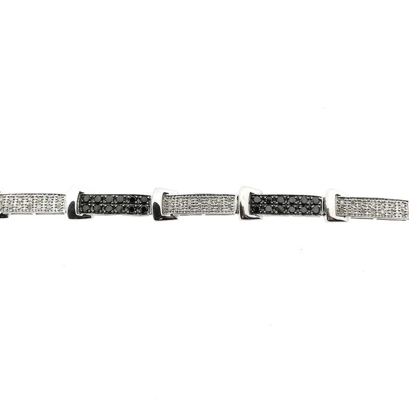Image 5 of White gold bracelet with black moissanite and diamonds; 1.25 ct.