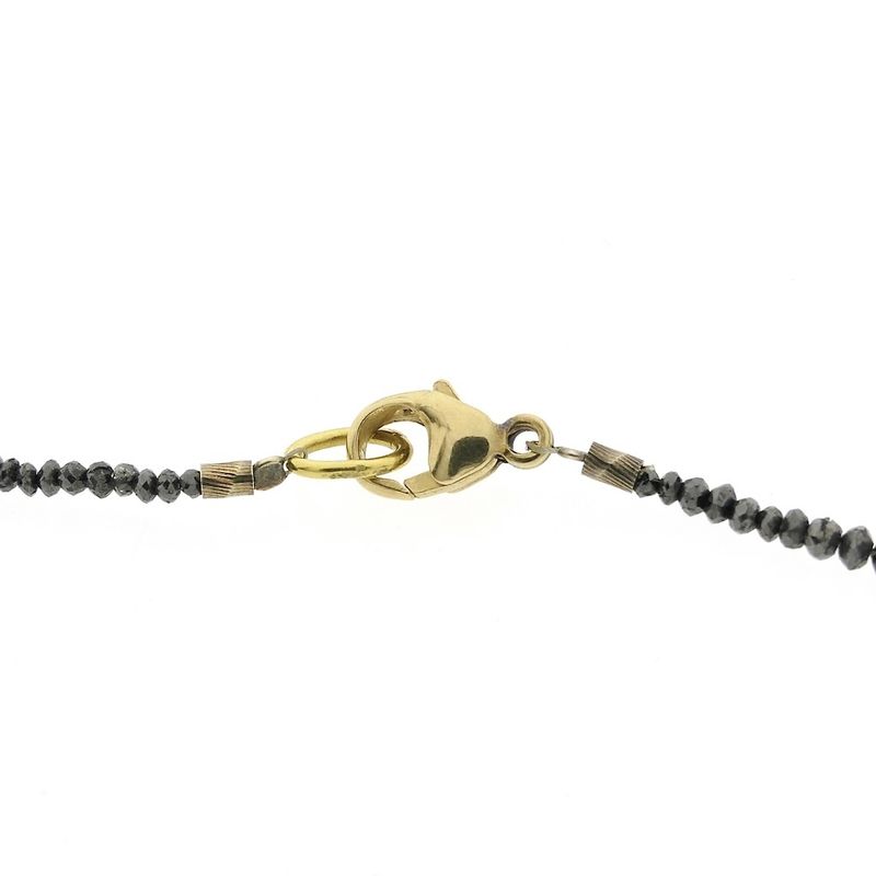 Image 3 of Black diamond bead necklace with gold clasp