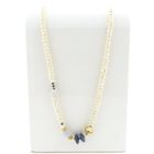 Image 1 of Gold baroque pearl necklace with chalcedony and sodalite; Schoeffel