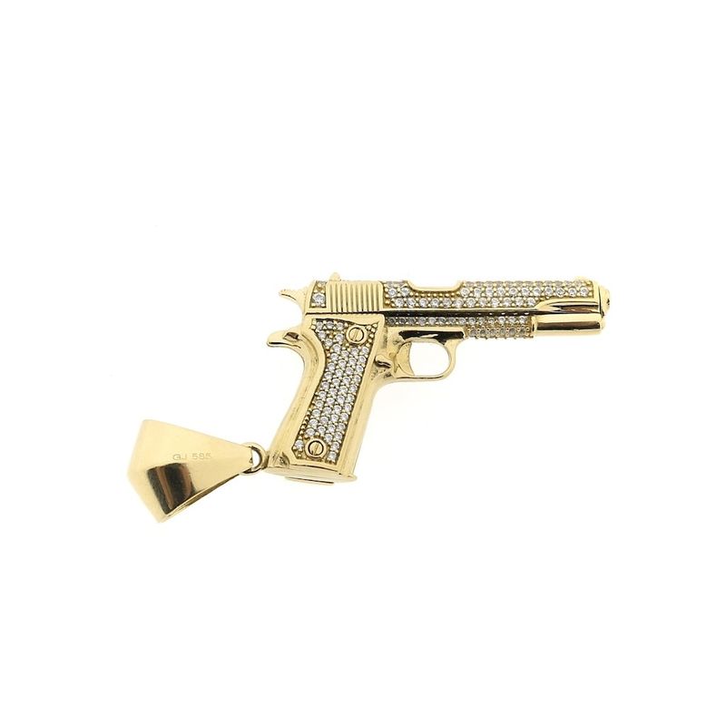 Image 4 of Gold pistol pendant with zirconia | Glock