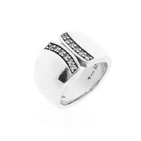 Silver robust ring with zirconia; TiSento