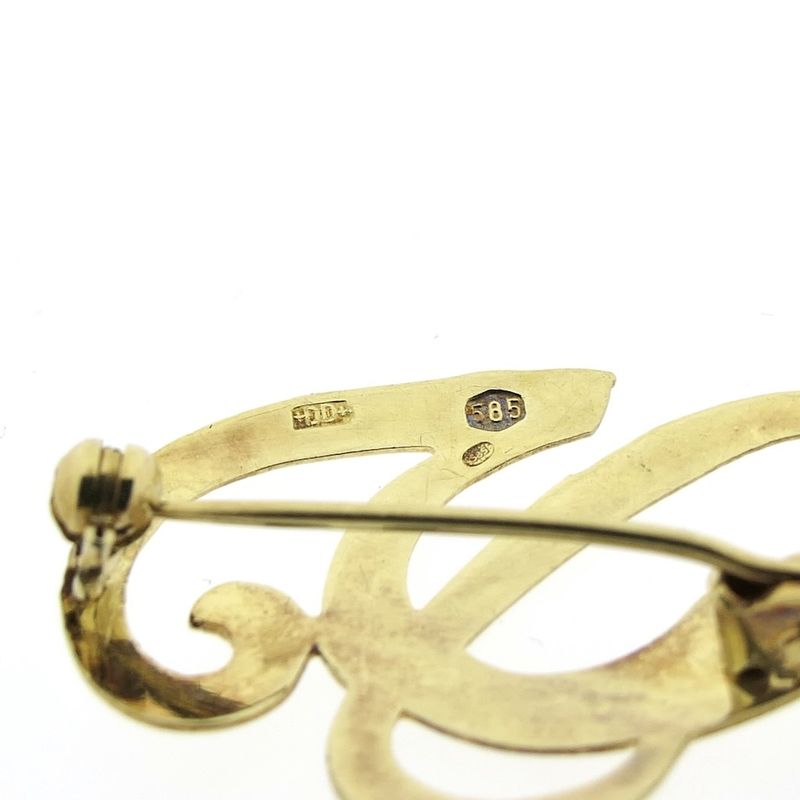 Image 4 of Gold letter brooch; letter G