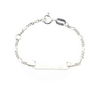 Silver Figaro children's bracelet with engraving plate