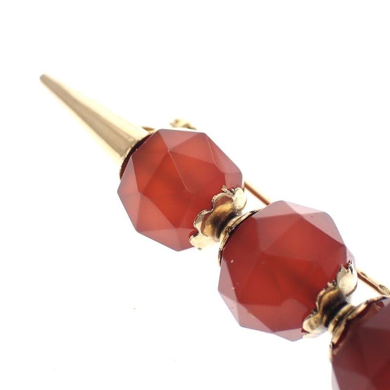 Image 4 of Vintage gold brooch with carnelian