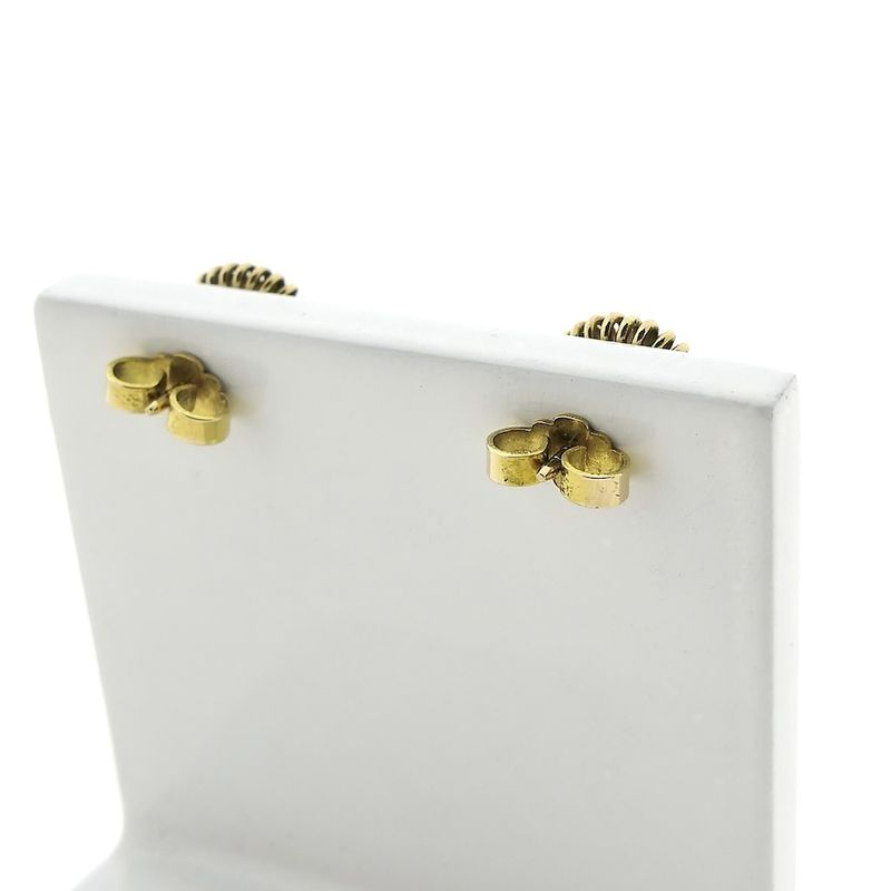 Image 4 of Vintage gold stud earrings with red coral