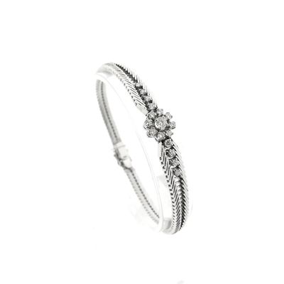 Image 1 of White gold herringbone link bracelet with 1.00 ct. diamonds.