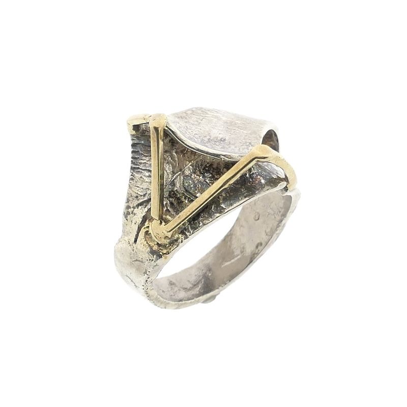 Image 1 of Artistic silver ring with gold lines