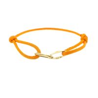 Forever Knots® Handmade Orange Satin Bracelet with Gold Link