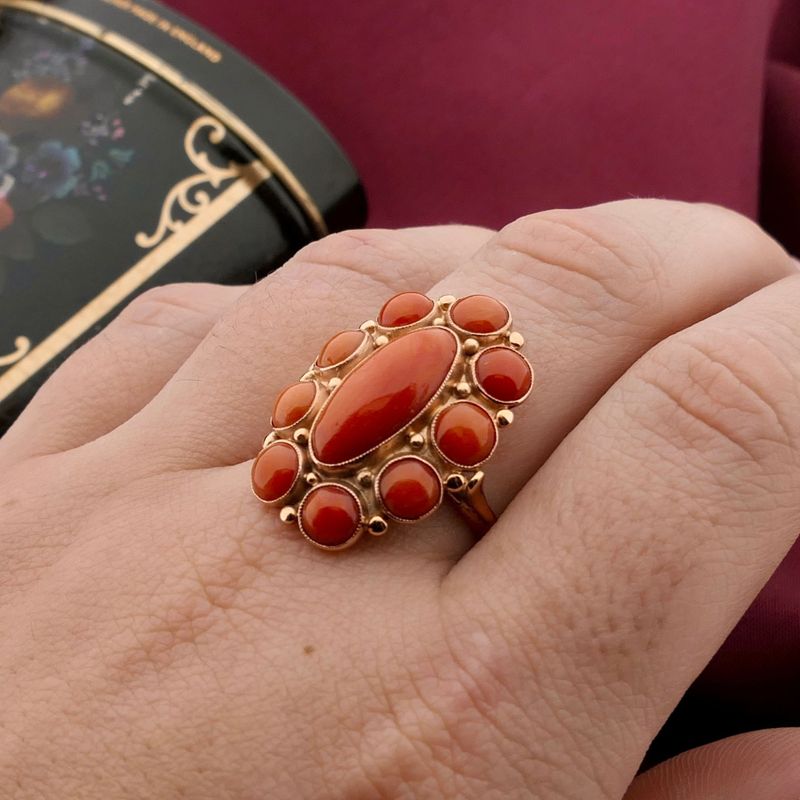 Image 4 of Gold ring with blood coral
