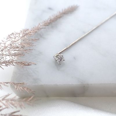 Image 2 of White gold lapel pin, tie pin | Diamond 0.16 ct.