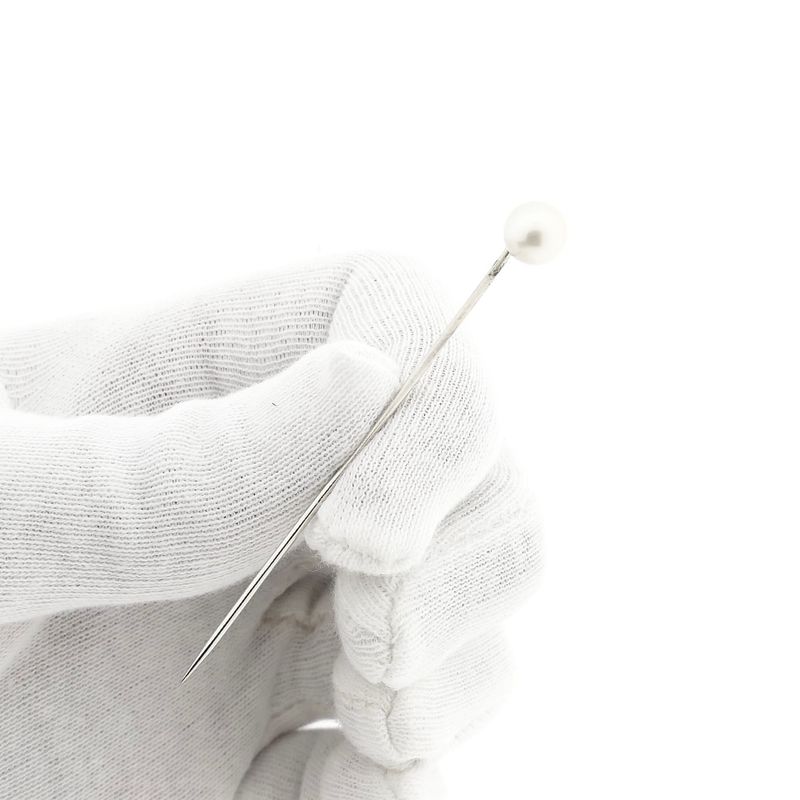 Image 10 of 18K White Gold Lapel Pin with Cultured Pearl