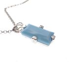 Image 3 of Silver jasseron link chain with turquoise pendant; 40-45 cm