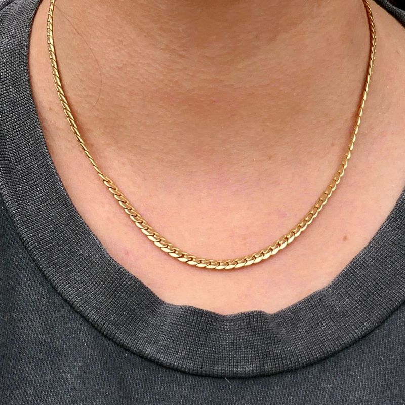 Afbeelding 9 van Gouden platte gourmetschakel ketting 