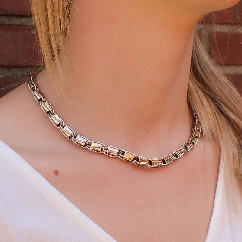 Image 4 of Two-tone gold fantasy link necklace