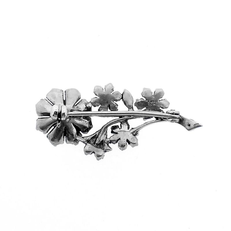 Image 5 of Silver brooch of flowers with zirconia stones