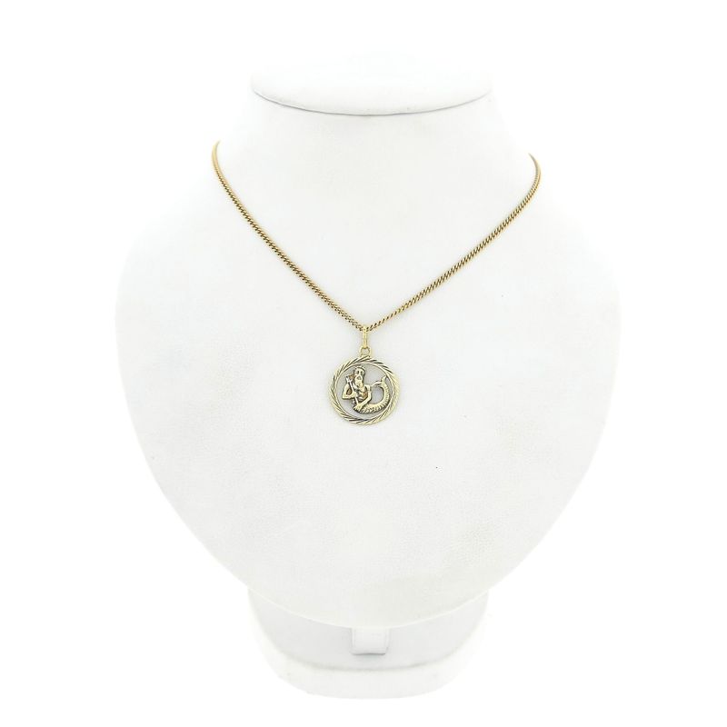 Image 3 of Gold Zodiac Pendant; Aquarius