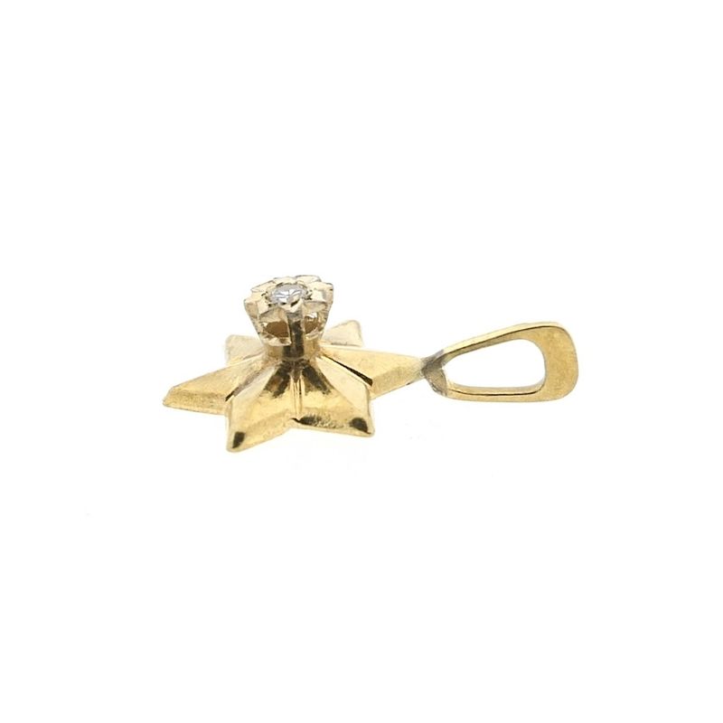 Image 8 of Gold subtle star pendant with diamond | 0.035 ct.