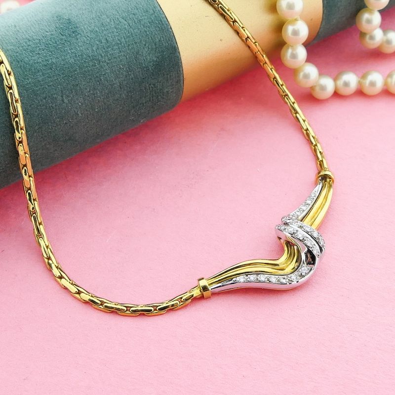 Image 2 of 18K Two-tone gold necklace with diamonds; 0.72 ct. | 42 cm