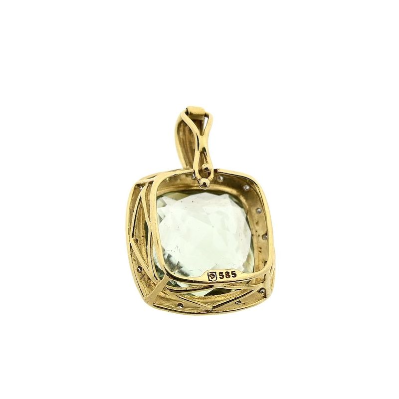 Image 7 of Vintage gold pendant with prasiolite and diamonds; 0.08 ct.
