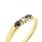 Image 2 of Gold ring with sapphire and diamond; 0.07 ct.