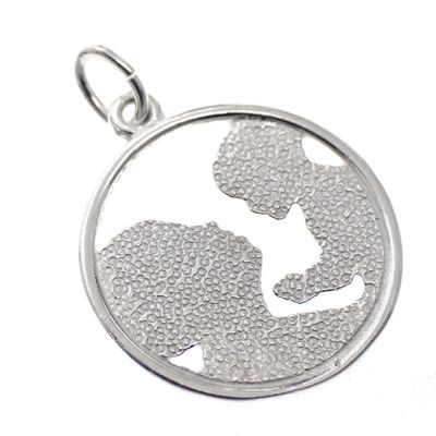 Silver pendant; Mother and child Image 2 of Silver pendant; Mother and child