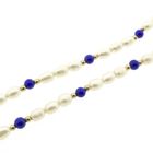 Image 6 of Pearl necklace with lapis lazuli and gold clasp | 42 cm