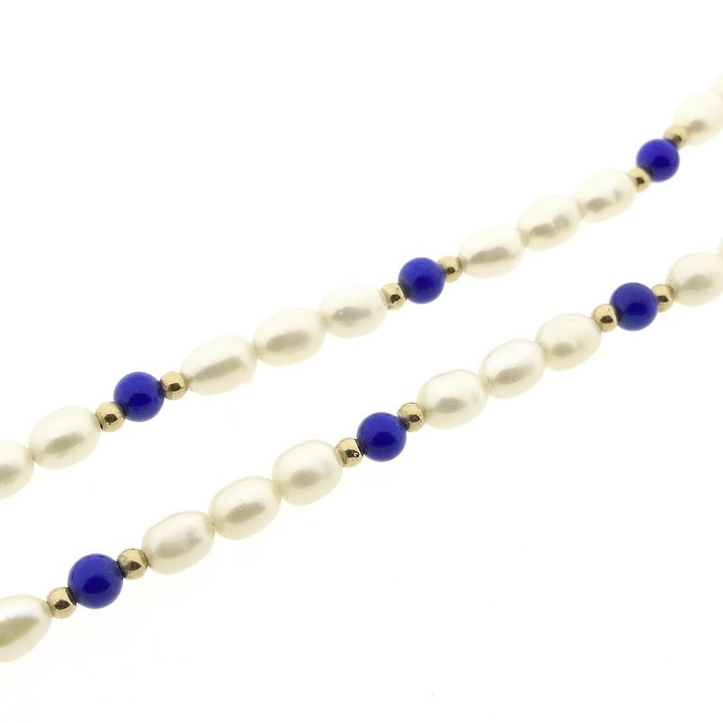 Image 6 of Pearl necklace with lapis lazuli and gold clasp | 42 cm