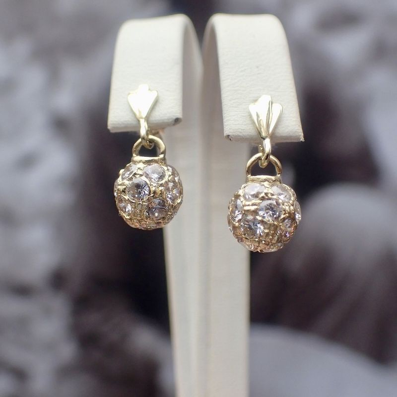 Image 5 of Gold ball earrings with zirconia
